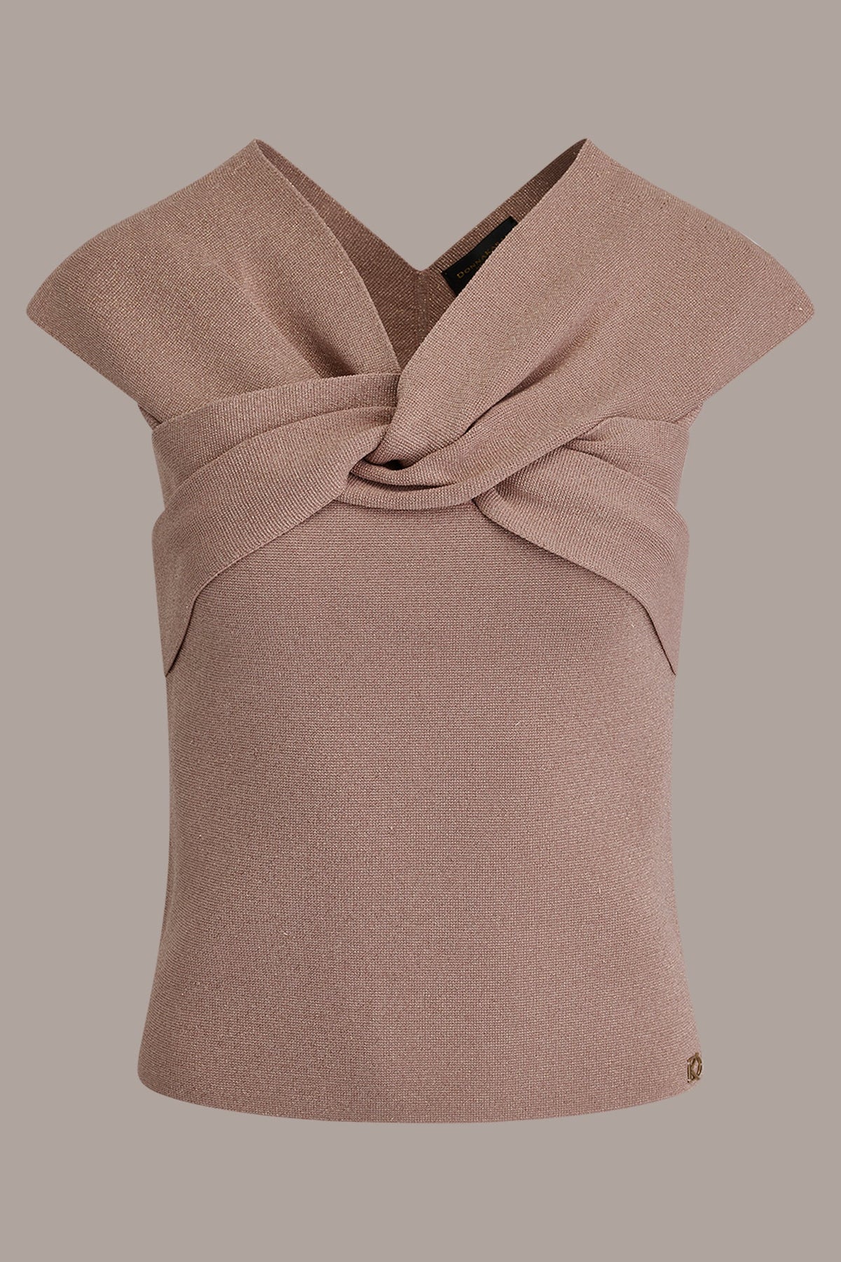 Donna Karan METALLIC TWIST OFF THE SHOULDER SWEATER