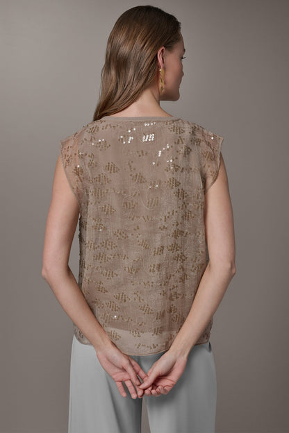Donna Karan LAYERED SEQUIN SWEATER