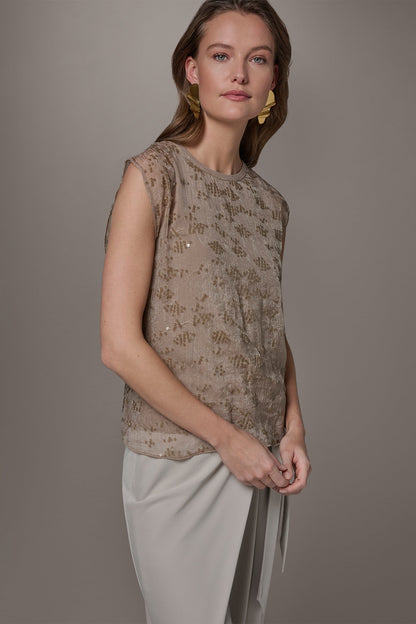 Donna Karan LAYERED SEQUIN SWEATER
