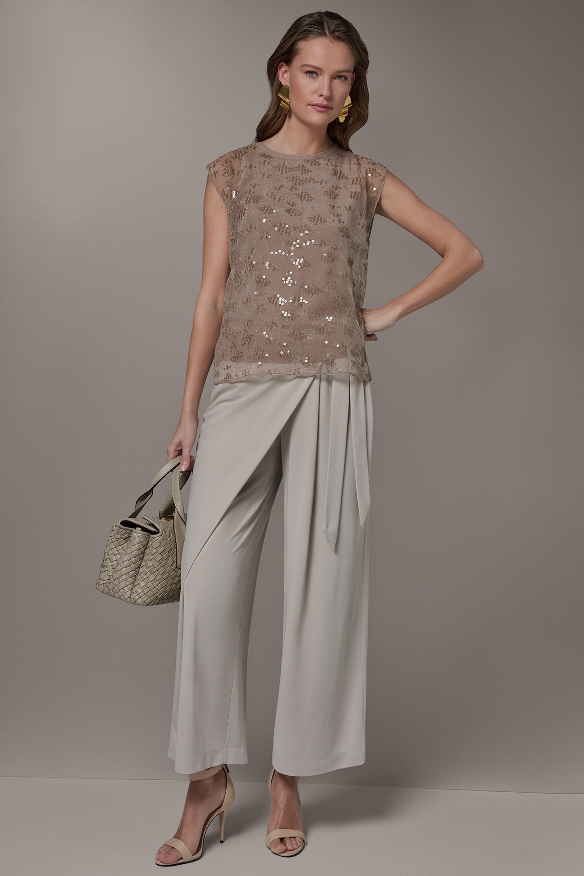 Donna Karan LAYERED SEQUIN SWEATER