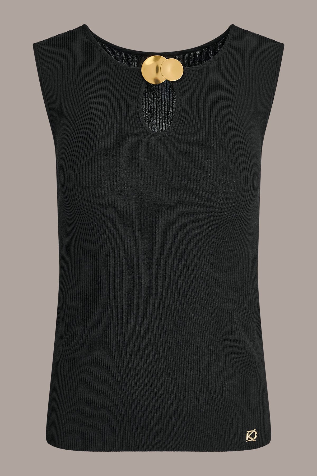 Donna Karan KEYHOLE RIBBED SWEATER TANK