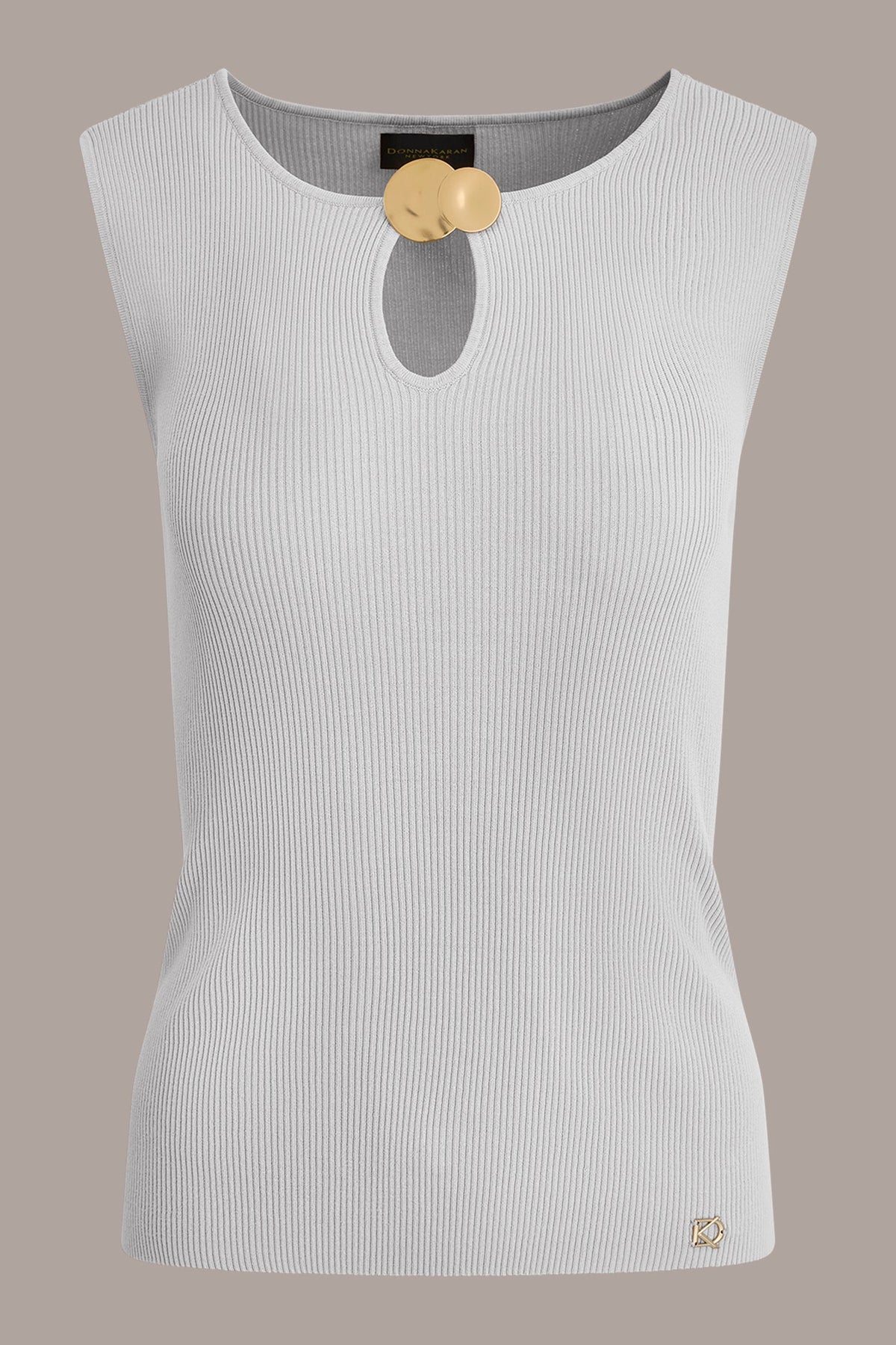 Donna Karan KEYHOLE RIBBED SWEATER TANK