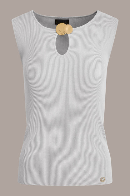 Donna Karan KEYHOLE RIBBED SWEATER TANK