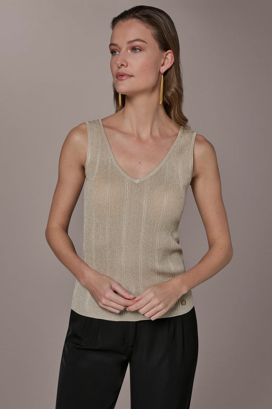 Donna Karan METALLIC RIBBED SWEATER TANK