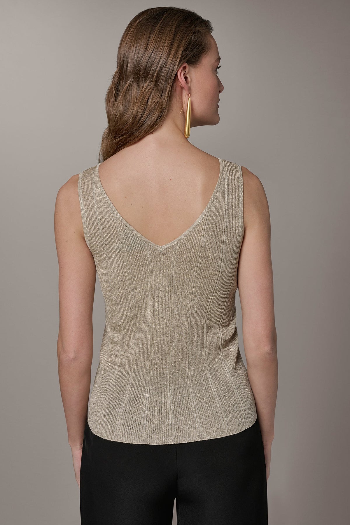 Donna Karan METALLIC RIBBED SWEATER TANK