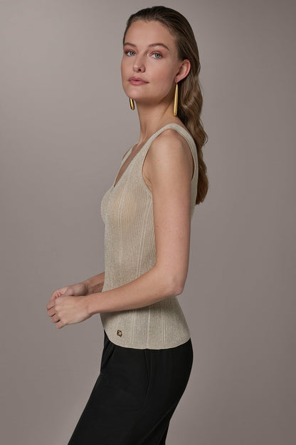 Donna Karan METALLIC RIBBED SWEATER TANK