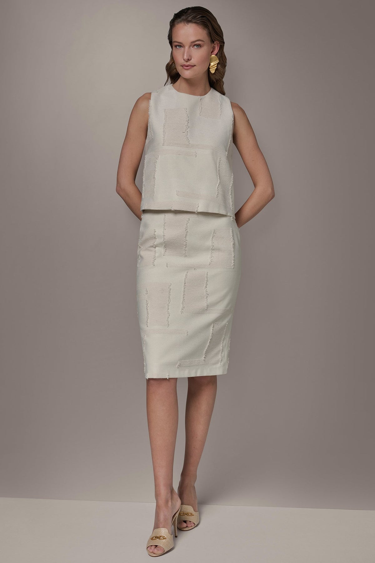 Donna Karan JACQUARD CROPPED BLOUSE