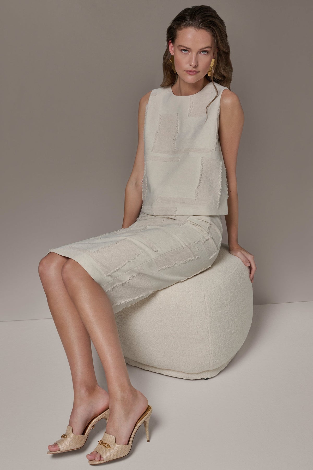 Donna Karan JACQUARD CROPPED BLOUSE