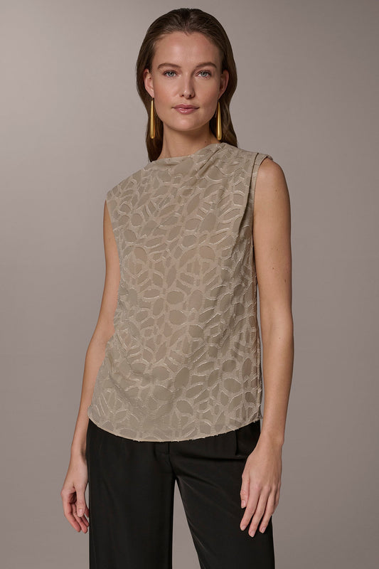Donna Karan JACQUARD HIGH MOCK NECK BLOUSE