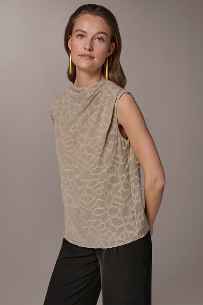 Donna Karan JACQUARD HIGH MOCK NECK BLOUSE