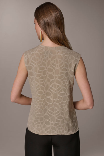 Donna Karan JACQUARD HIGH MOCK NECK BLOUSE
