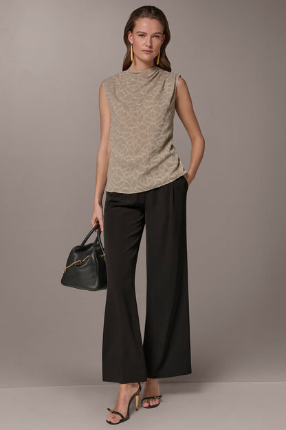 Donna Karan JACQUARD HIGH MOCK NECK BLOUSE