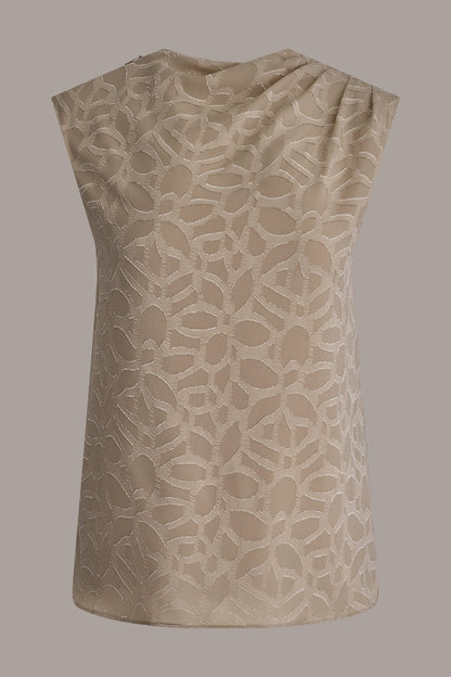 Donna Karan JACQUARD HIGH MOCK NECK BLOUSE