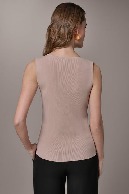 Donna Karan KEYHOLE RIBBED SWEATER TANK