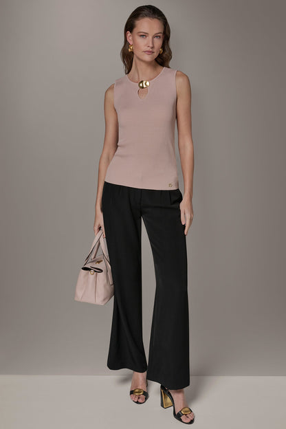 Donna Karan KEYHOLE RIBBED SWEATER TANK