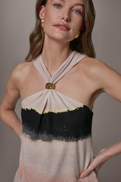 Donna Karan PRINTED HALTER TOP