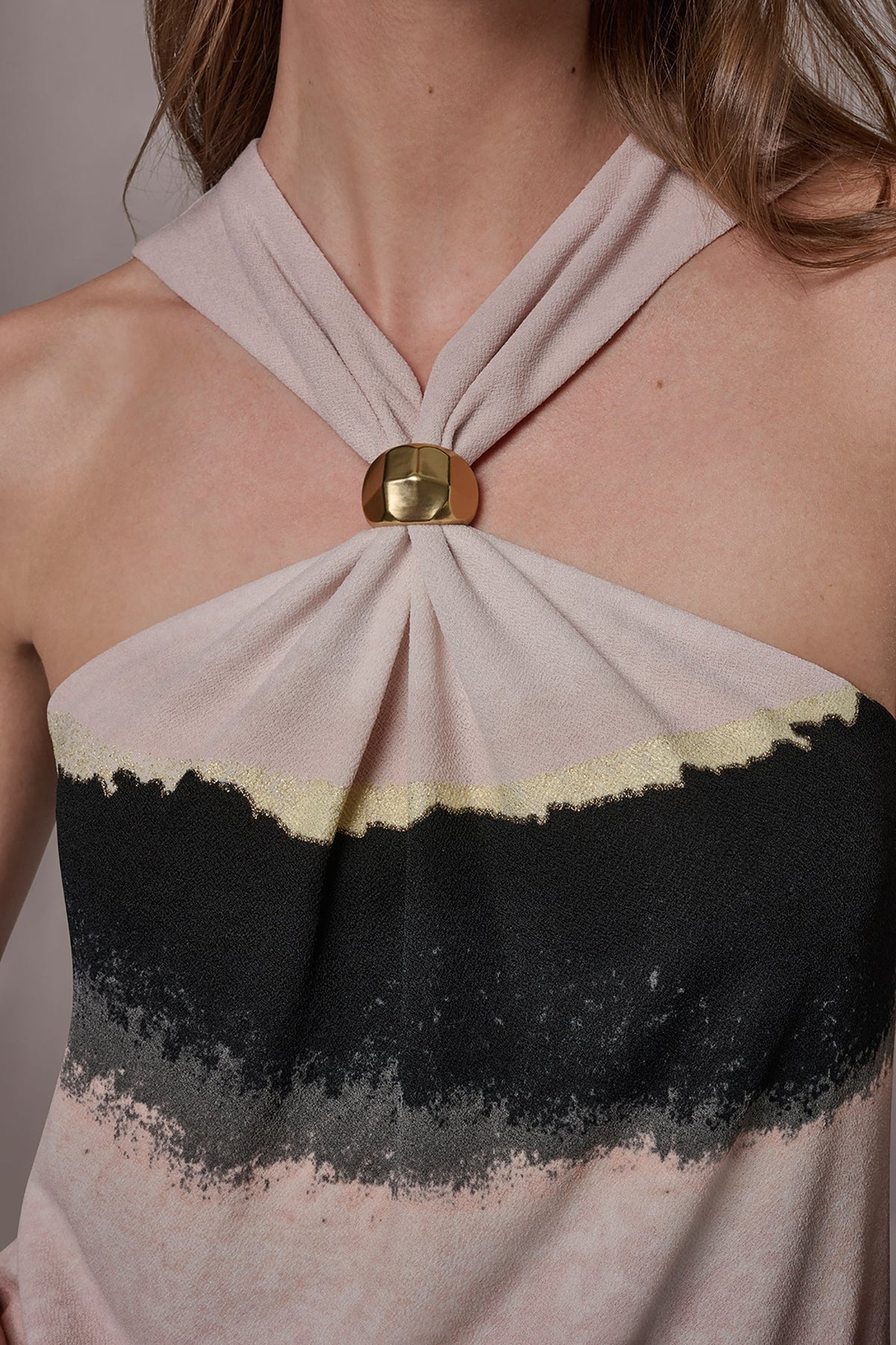 Donna Karan PRINTED HALTER TOP