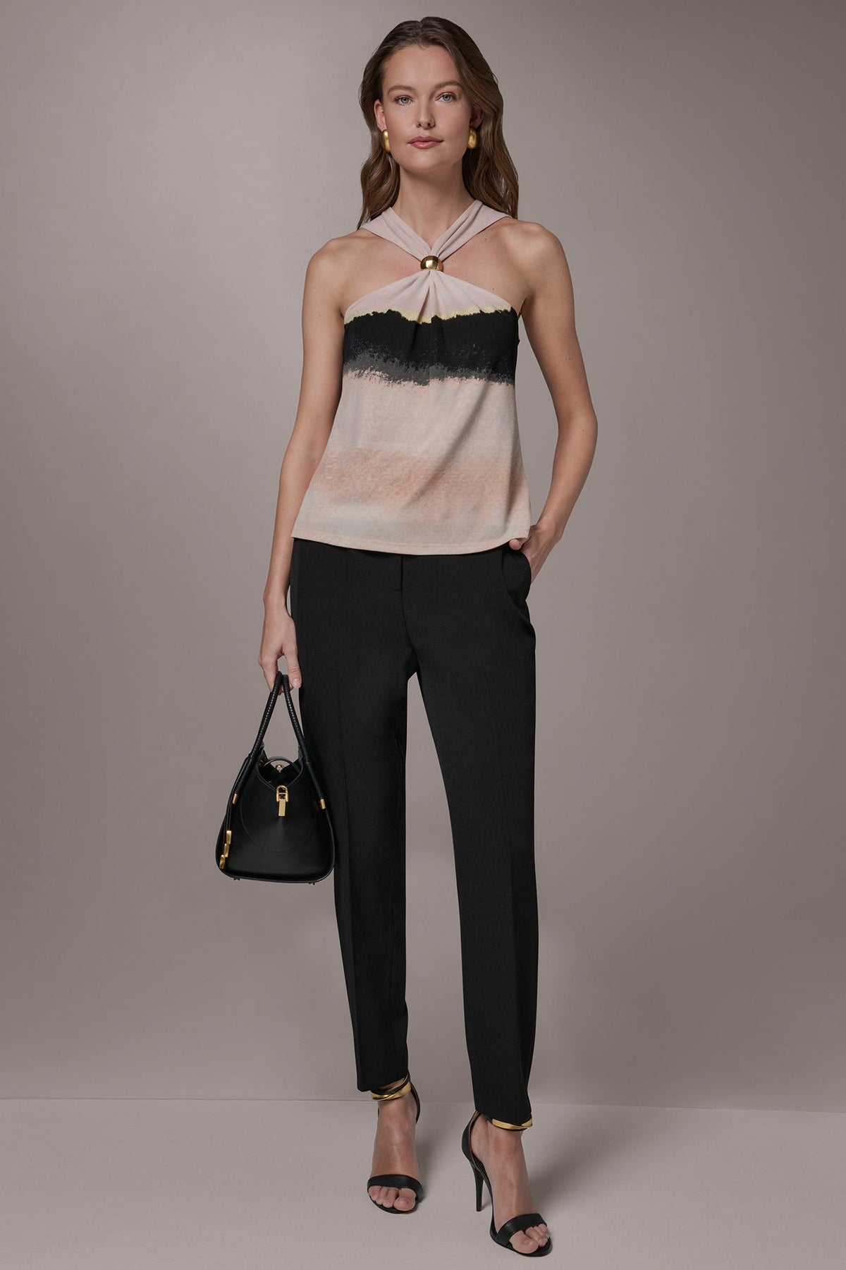 Donna Karan PRINTED HALTER TOP