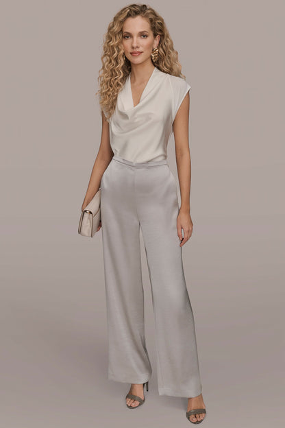 Donna Karan EXTRA HIGH-RISE SATIN PULL-ON PANT